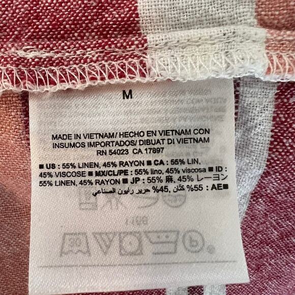 Old Navy Womens Linen Blend Dress Size Medium Striped Drawstring Waist Casual - Picture 5 of 6